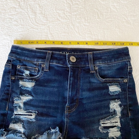 American Eagle Hi Rise Shortie Distressed Shorts - Picture 7 of 12